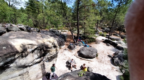 The Trois Pignons bouldering area viewed from above