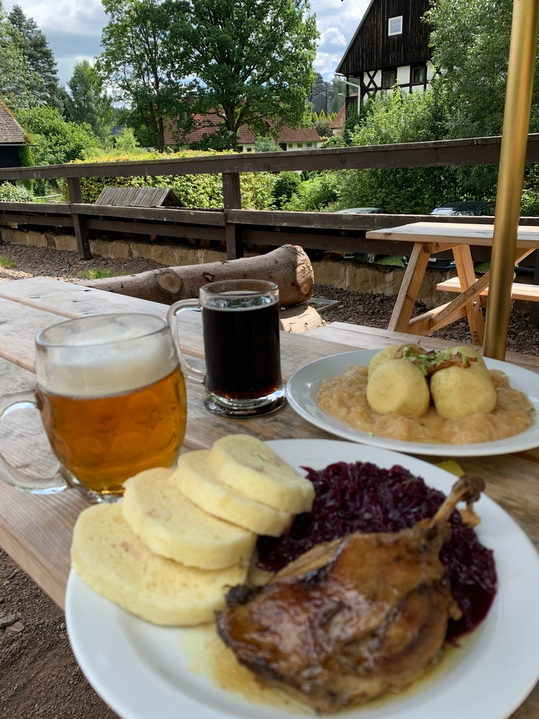 Photo of traditional Czech beer and food