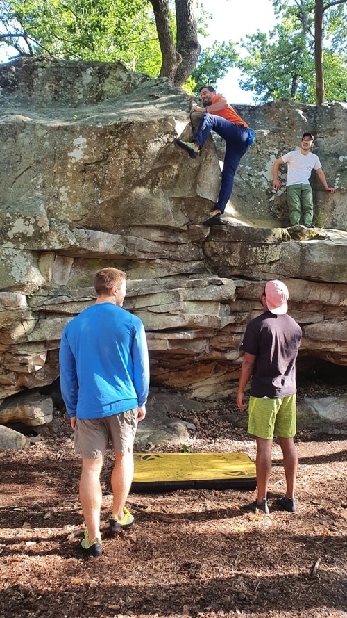 INSEAD climbing group in La Calvaire, Fontainebleau