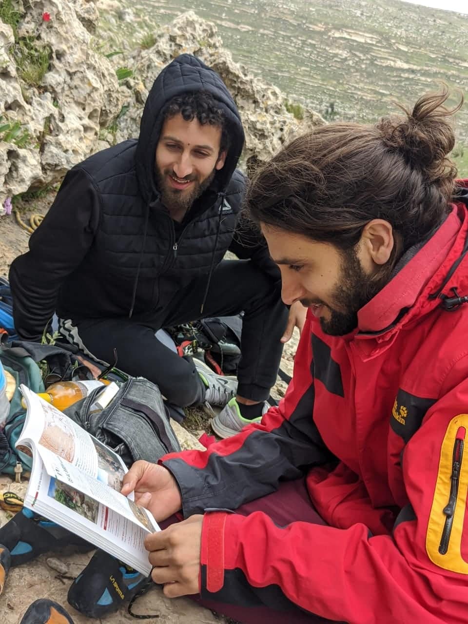 Momen and Mujahed, rock climbing guides in Palestine