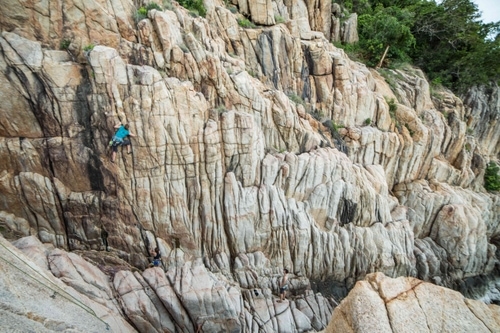A climbing crag on the coast of Koh Tao
