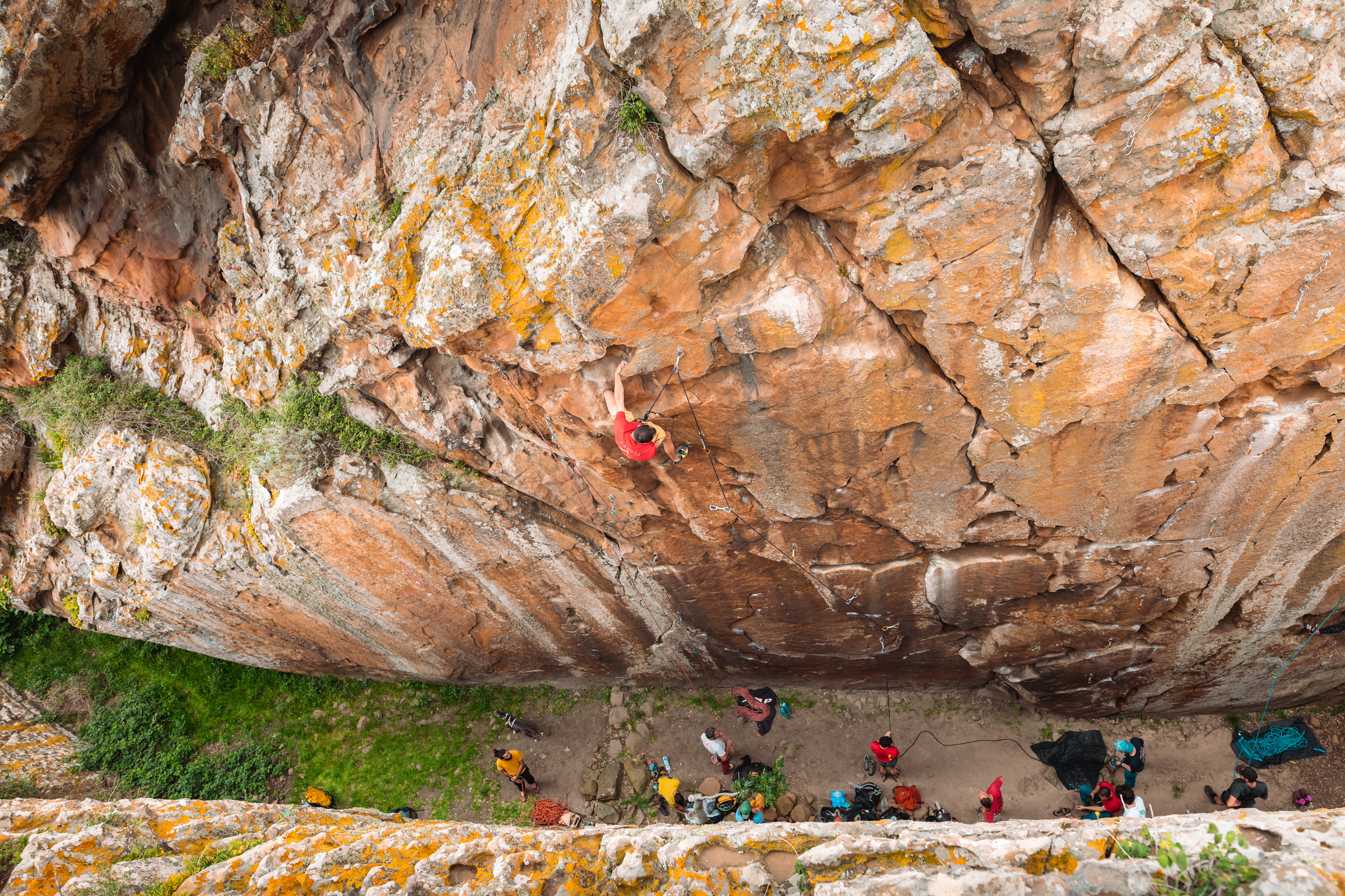 A group of climbers sport climbing in Western Sicily