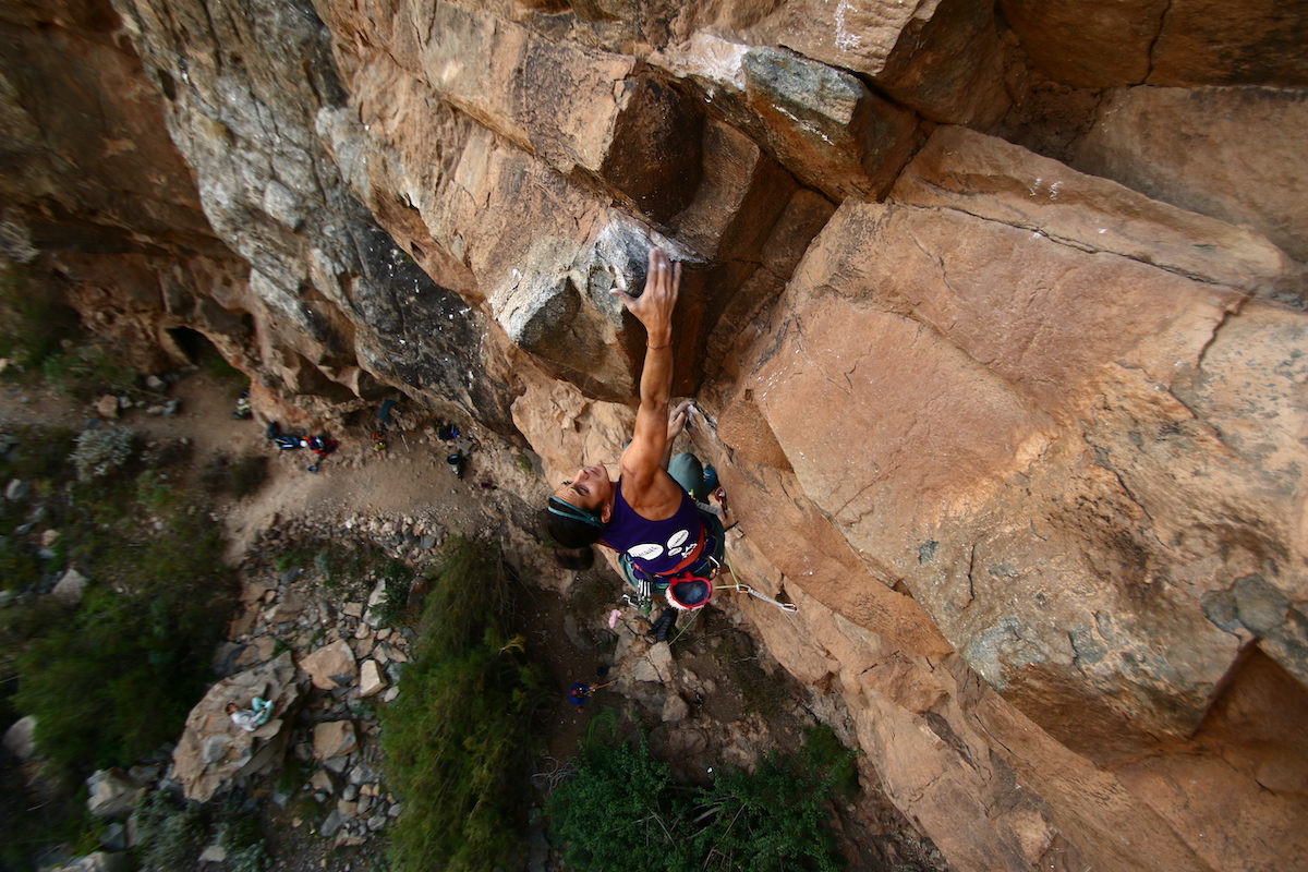 A rock climber in Tenerife