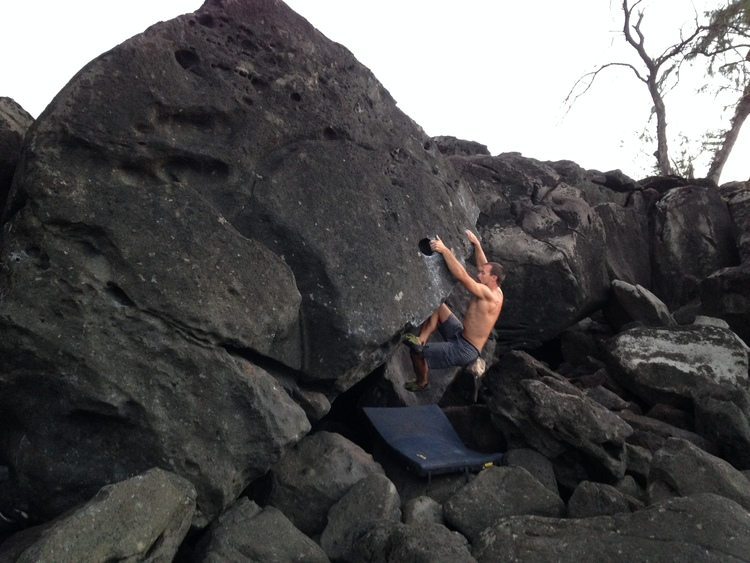 Bouldering on the Sacred boulders, Hawaii
