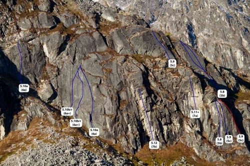 The routes at Hatcher Pass