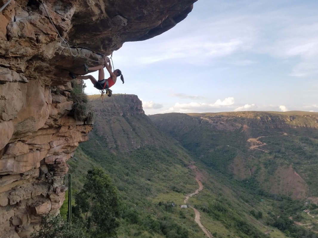 Climbing Initiative team member rock climbing in Columbia