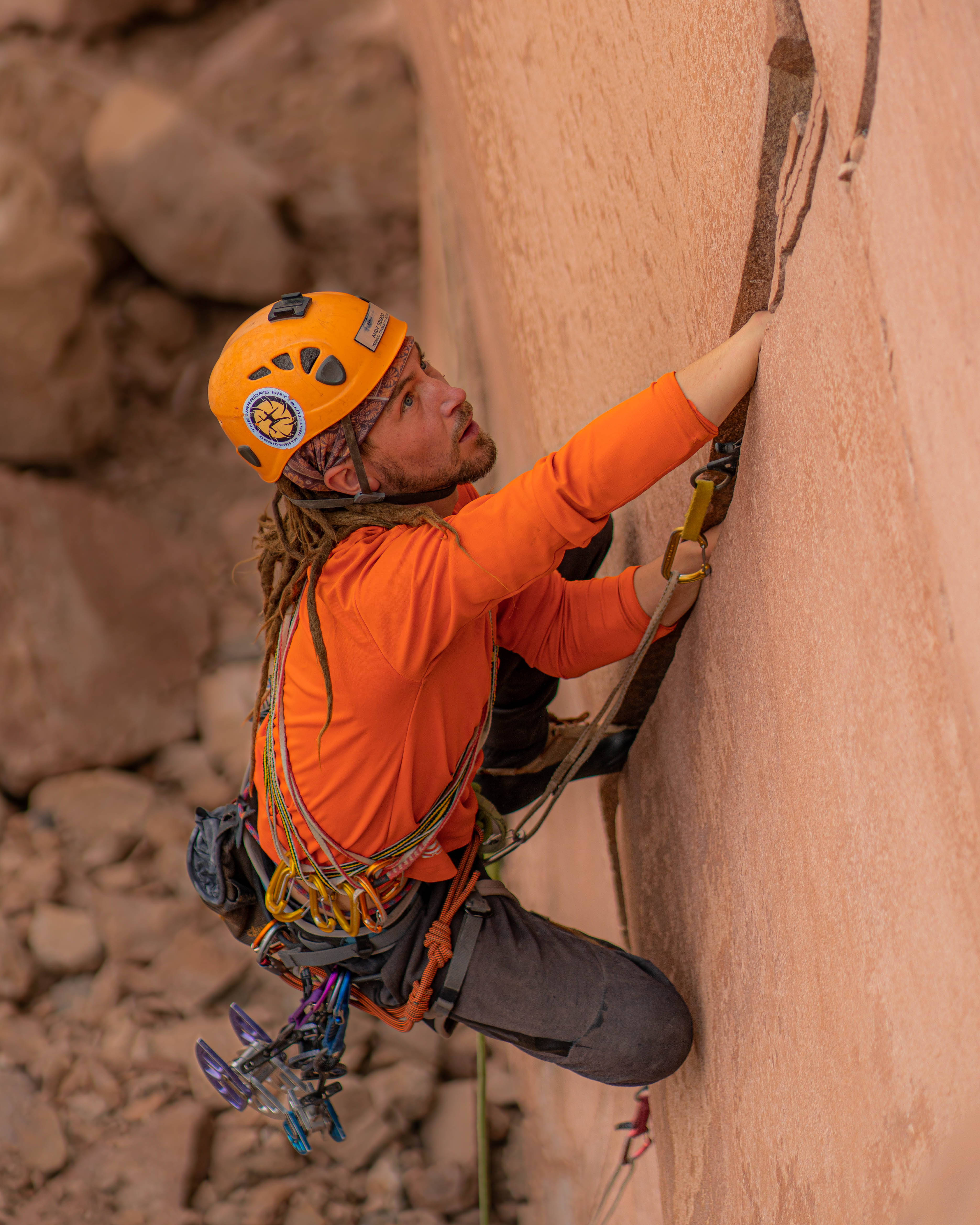 A person crack climbing in Antofagasta, Northern Chile