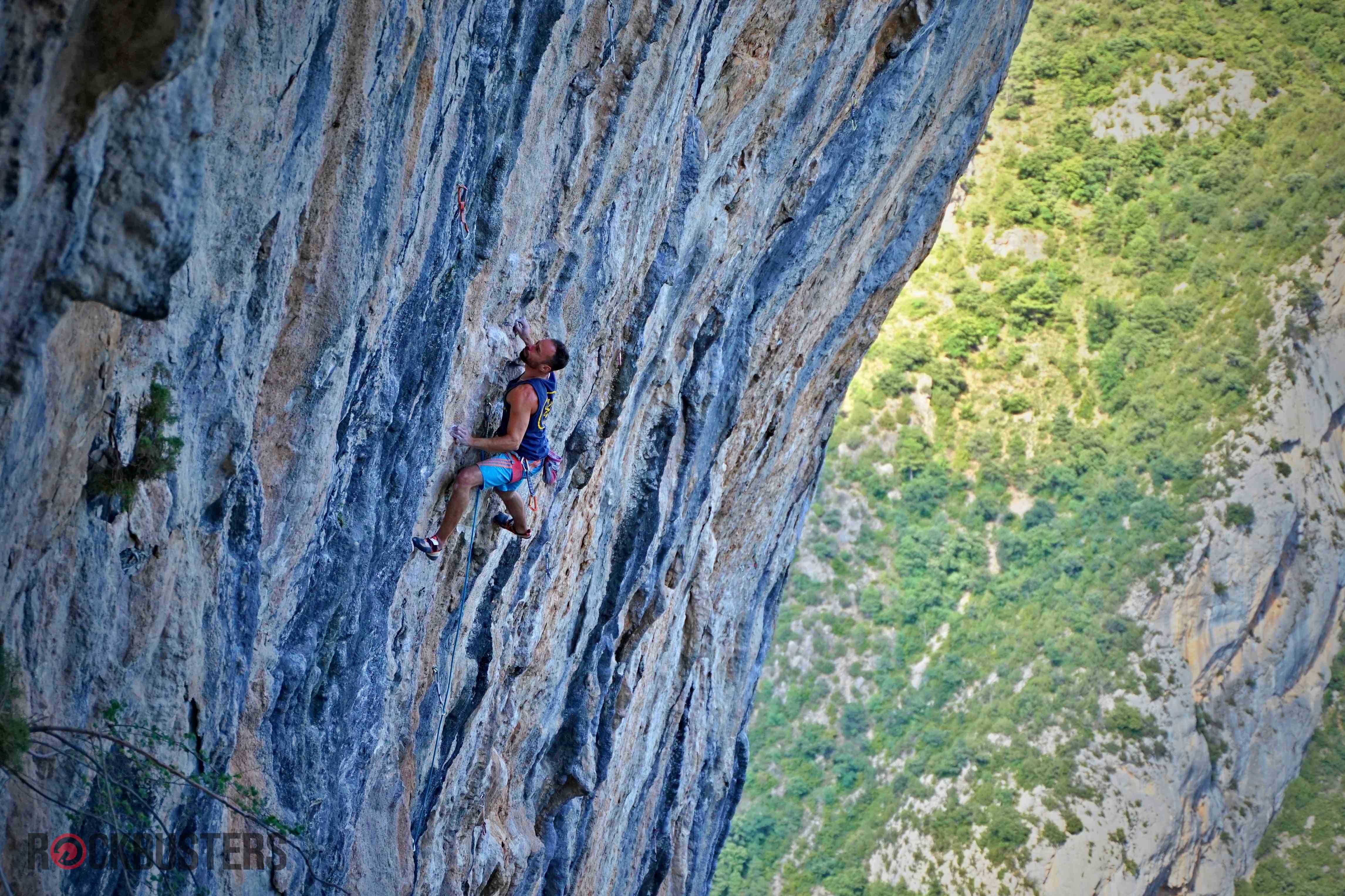 Rock climbing in Oliana with Patxi Usobiaga